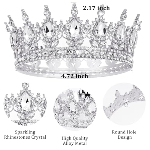 Image of Fesciory Birthday Crown for Women, Gold Plated Crystal Tiara with Sash | Sparkling Princess Queen Tiara, Adult Fit, Birthday, Wedding, Prom, Coming of Age Gifts & Halloween Costume Accessories