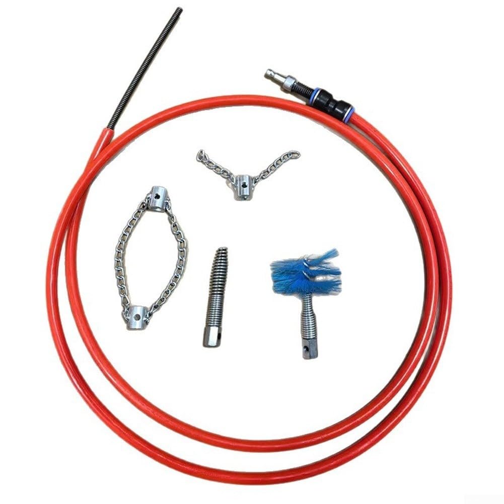 Serpiente de drenaje de manivela de acero inoxidable para lavabo y bañera, herramienta manual de eliminación de obstrucciones de tubería con cable flexible, rojo, 3 metros (15)