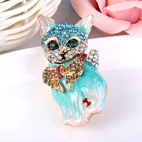 Image of EVER FAITH Austrian Crystal Lovely Plump 3D Bowknot Cat Brooch Enamel Pet Animal Kitten Brooches Dress Suit Sweater Scarves Accessoriesfor Women