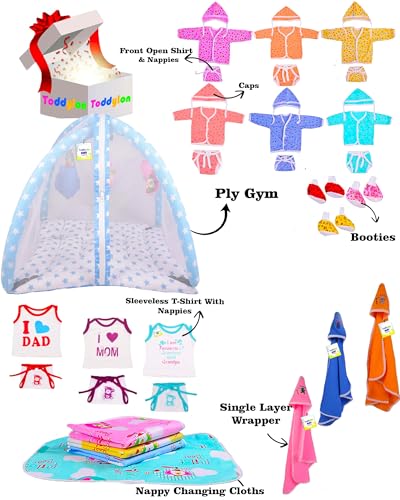 Image of Toddylon All in One Daily Essential in One Pack 36 in 1 New Born Baby Products Gift Packs | Hospital Kit Combo | Infants Boys Girls | Perfect for Newborns | Ideal for 0-6 Months (Blue)