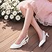 PANDANINJIA Girls Dress Shoes Flower Girl Kitten Heels White Pu Sandals Closed Pointed Toe Slingback Little Big Kid Wedding Party School Size 5 Pumps Shoes