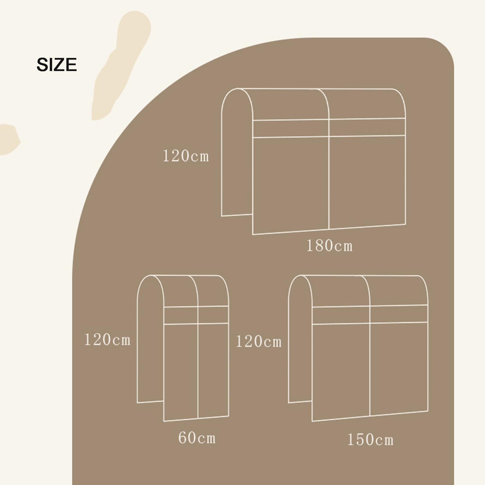 Kleiderstangenabdeckung mit Sichtfenster, 3er-Pack, Lange (B) 60/120/180 x (H) 120 cm, staubdicht und atmungsaktiv, beige, 180 x 120 cm