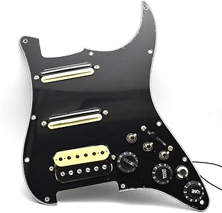 Humbucker Electric Guitar Pickguard Pickup with Singlecut Wiring Loaded Prewired Pickguard SSH Guitar Pickguard Swith Control Scratchplate Assembly for Fender Strat Guitar (Right Hand-Black)