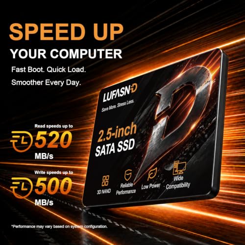 Image of Internal 2TB SATA SSD, 2.5 Inch SSD SATA III 6Gb /s, Solid State Drive, Up to 520MB /s Read Speed, 3D NAND Flash, Compatible with Laptop & Desktop PC