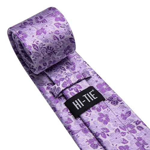 Image of Hi-Tie 70 inches Ties for Men Silk Extra Long Necktie and Pocket Square Cufflinks Set Men Big and Tall Tie Business