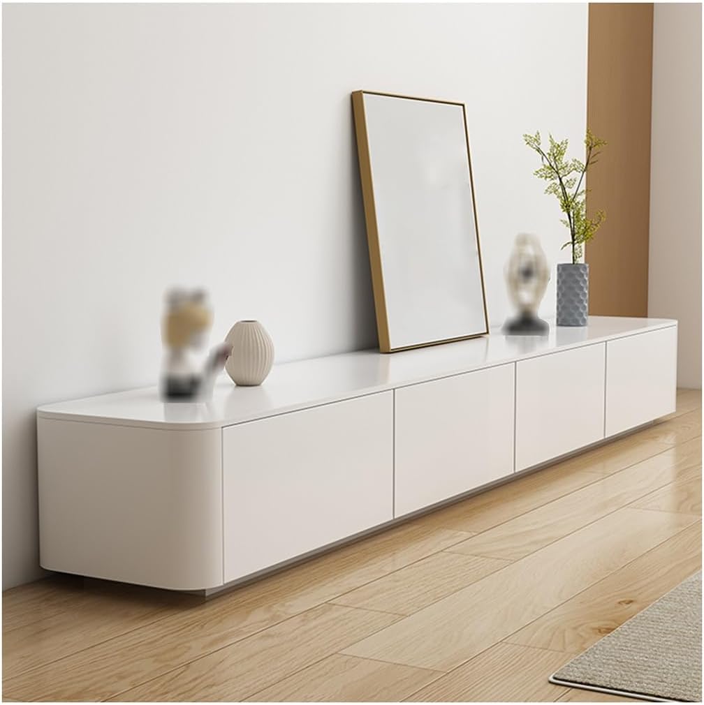 Floating Tv Stand Modern Meuble Flottant with Drawers Television Stands Solid Wood Wall Mounted Cabinet Unit，White Floor-Standing TV Cabinet, Wood Entertainment Center with Storage Drawers A