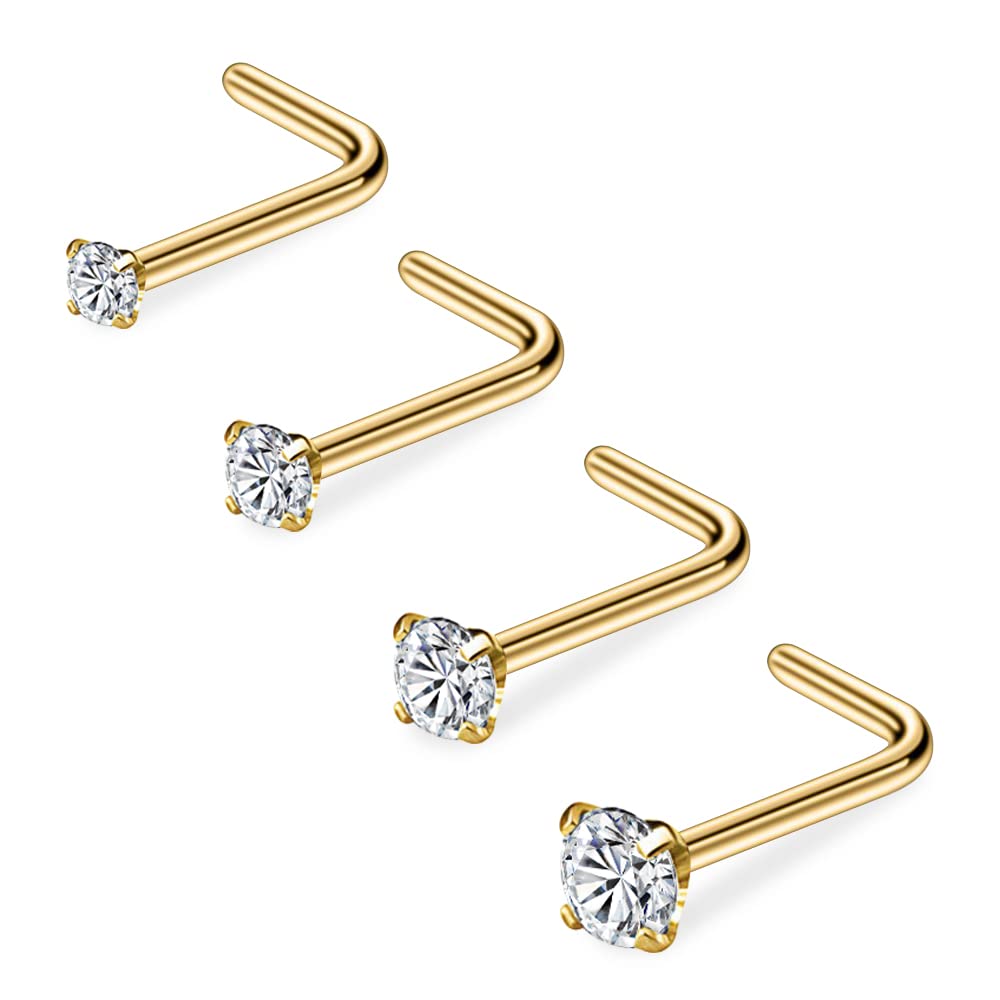 PunkTracker 20G 1.5mm 2mm 2.5mm 3mm 3.5mm 4mm Nose Rings, 4-12Pcs Clear Diamond CZ Nose Studs Nose Piercings Jewellery — view 5