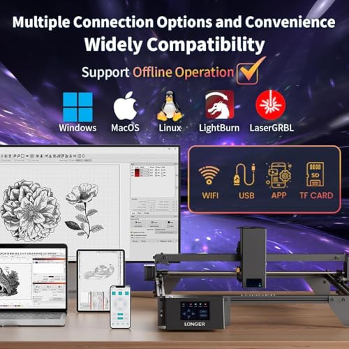 Image of Longer New Upgrade RAY5 20W Laser Engraver with Air Pump,20000mW Output 32-bit Motherboard, App Offline Control, DIY Engraver Tool for Metal /Glass /Wood,Engraving Area 400 * 365mm