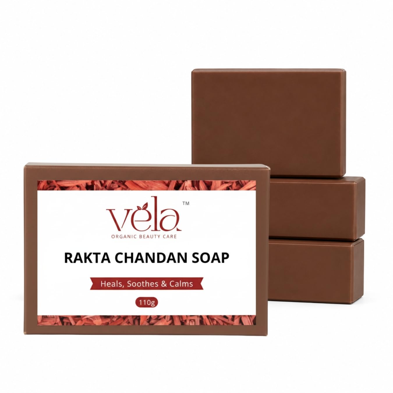 Vela Organic's Rakta Chandan Handmade Soaps for Bath | Sulphate & Paraben Free | With Red Sandalwood, Shea Butter & Coconut Oil | Glowing & Skin Brightening Skin Soap for Men & Women (440 Gms Pack of 4)-image-33