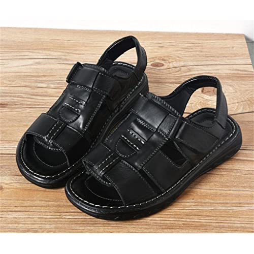 Mens Slippers Genuine Leather Sandals Outdoor Casual Men Leather Sandals for Beach Shoes Hollow aerated Shoes(42)4