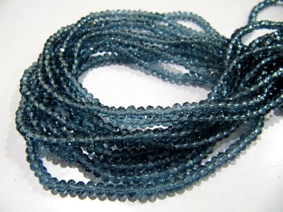 Perles en quartz hydro bleu de Londres facettées 3-4mm de qualité supérieure pour bijoux chics