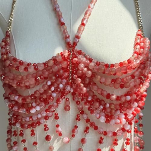 Cadena para pecho de mujer de moda hueca con cuentas delicadas 8