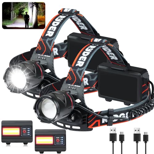 Rechargeable Headlamp 2 Set, LED Head Lamps...