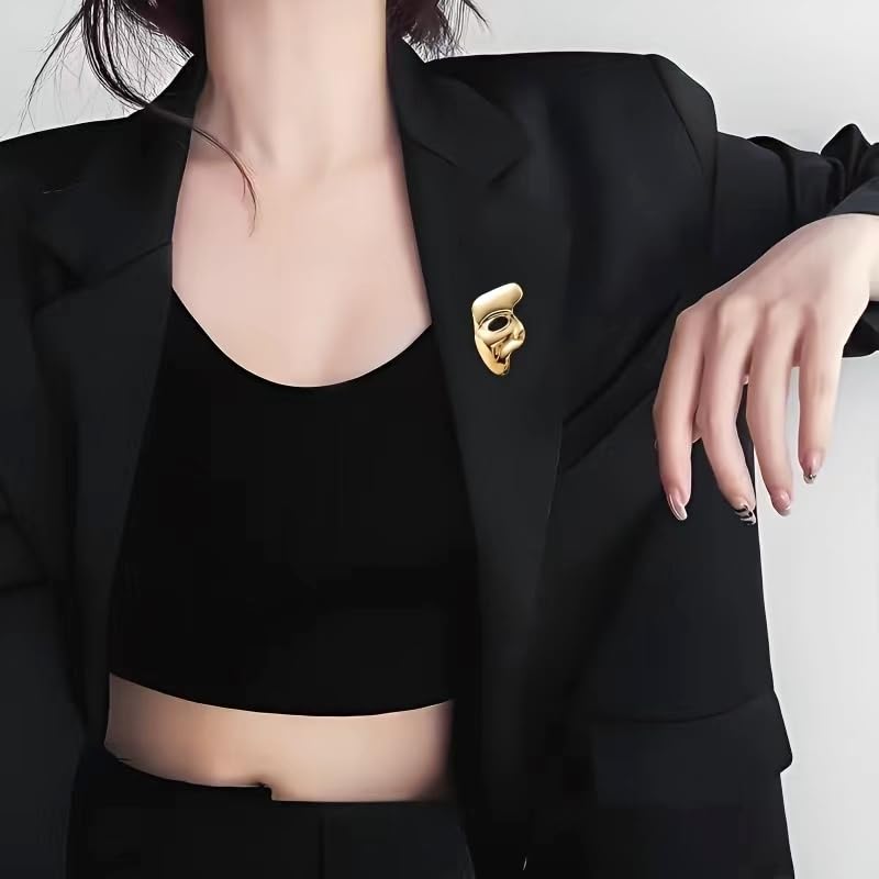 Image of Brooch Pins Gold Mask Lapel Vintage Hijab Brooches for Women Men Fashion Jewelry Clothing Decoration Accessories