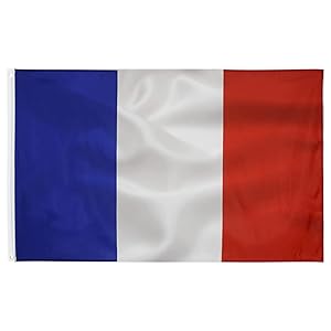 Bandera Francia Grande para Exterior y Interior - Bandera de Francia Grande 90x150 cm con 2 Ojales Metálicos France Flag Bandera Francesa Tricolor Tela Fuerte