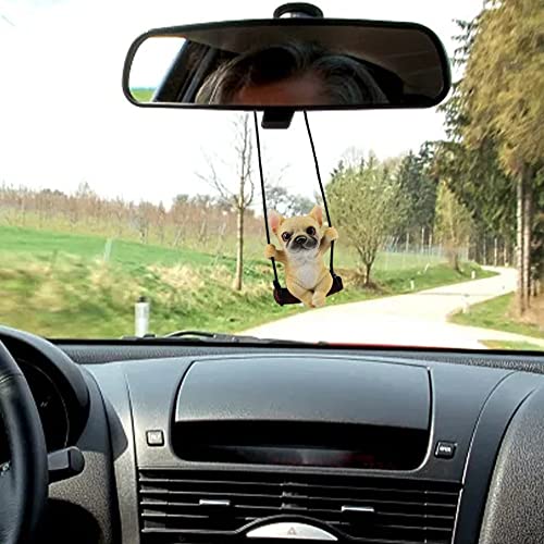 FainFun Lustige Autospiegel Anhänger, Auto Rückspiegel Dekoration, Süße Ornamente, Figur, Türen, Zuhause oder Büro, Geschenke (Gelb)