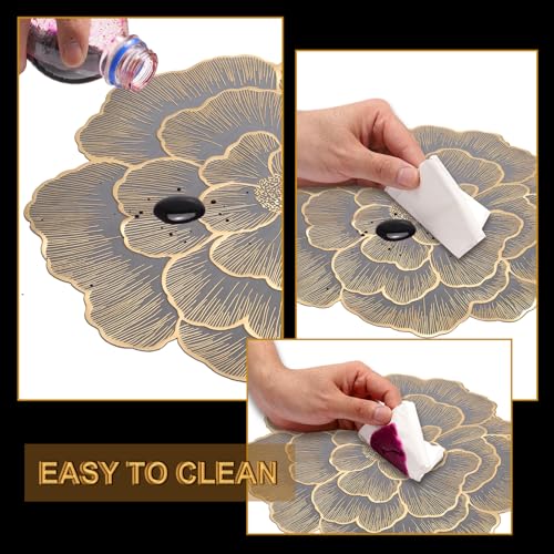 Set de table rond gris lavable anti-tache pour repas