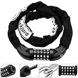 BACKTURE Candado de Bicicleta, Candados de Cadena para Bicicletas Antirrobo con 5 dígitos Combinación, Fortalecer el Bloqueo de la Cadena Gruesa, para Bici, Motocicletas, 90cm (Negro)