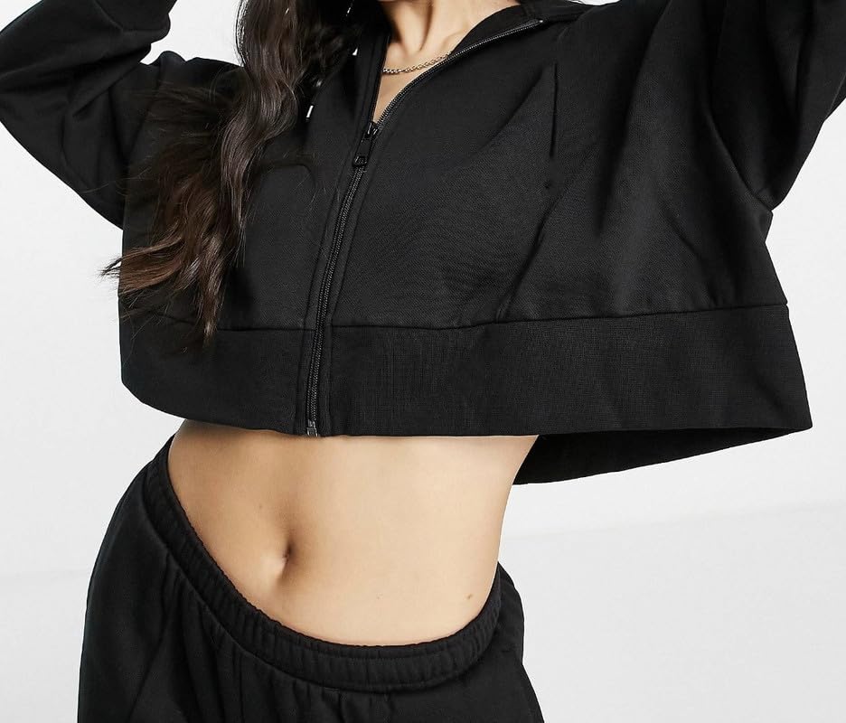Image of PDK Fashion Solid Long Hooded Neck Hoodie Zipper Crop Jacket for Women's