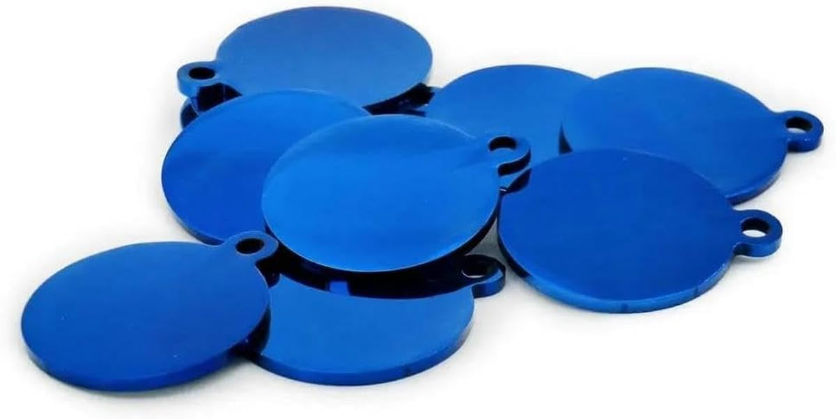 100 Stück individuell gravierte blanke Hundemarke, personalisierte Haustiermarke, Edelstahl, Haustiername, Telefonnummer, ID-Marke, runde Edelstahlmarke, Haustiermarke, Namensschilder, Blau, S, 25 x
