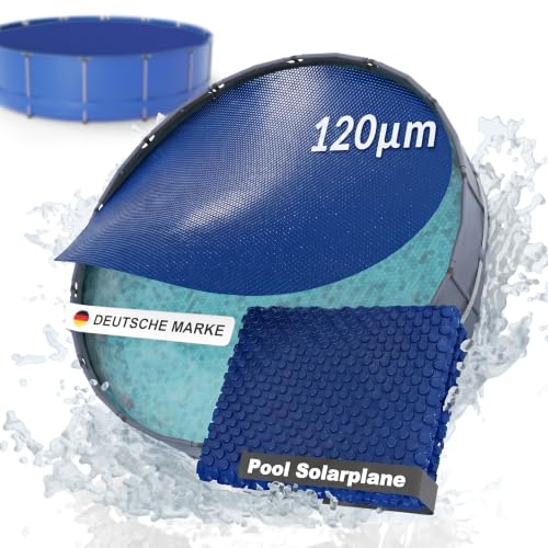 Planenfux 120m Solarplane Pool Rund 366cm inkl. Befestigung | UV Chlor- & Salzwasser-Resistente Pool Solarfolie | Solarabdeckung | Individuell zuschneidbare Solarabdeckung zum Poolwasser erwärmen