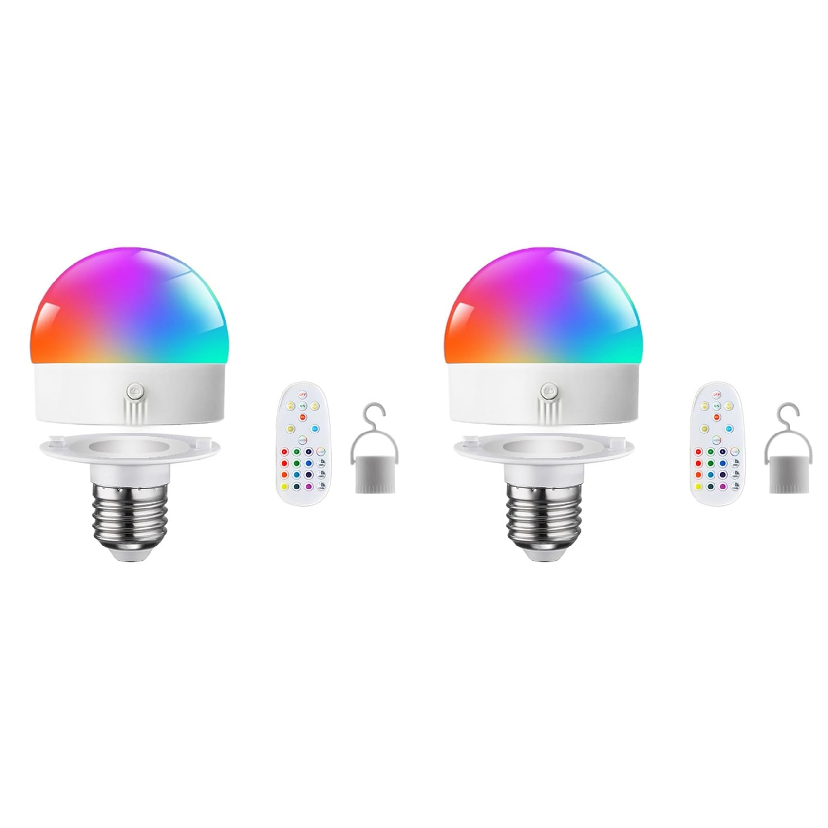 Vjsujehgy 2X Dimmable RGB 3-Color E27 Bulb USB Charging Remote Control Timing Removable Magnetic Bedside Table Lamp