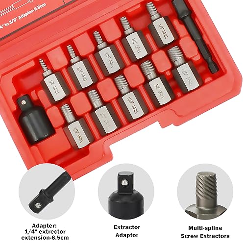 12 extracteurs de vis multi-cannelures pour débloquer une tige cassée