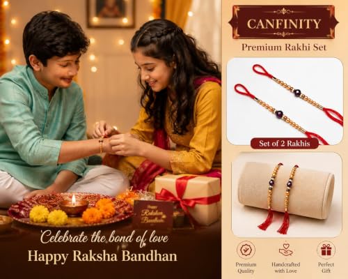 Image of Canfinity Premium Designer Rakhi Set for Brother Pack of 2 | Purple Crystal Beads & Golden Pearl Handmade Rakhi | Traditional Raksha Bandhan Thread Bracelet for Bhai | Fancy Festival Rakhi Gift | Skin Friendly, Lightweight, Comfortable, Durable & Elegant Design for Raksha Bandhan Celebration