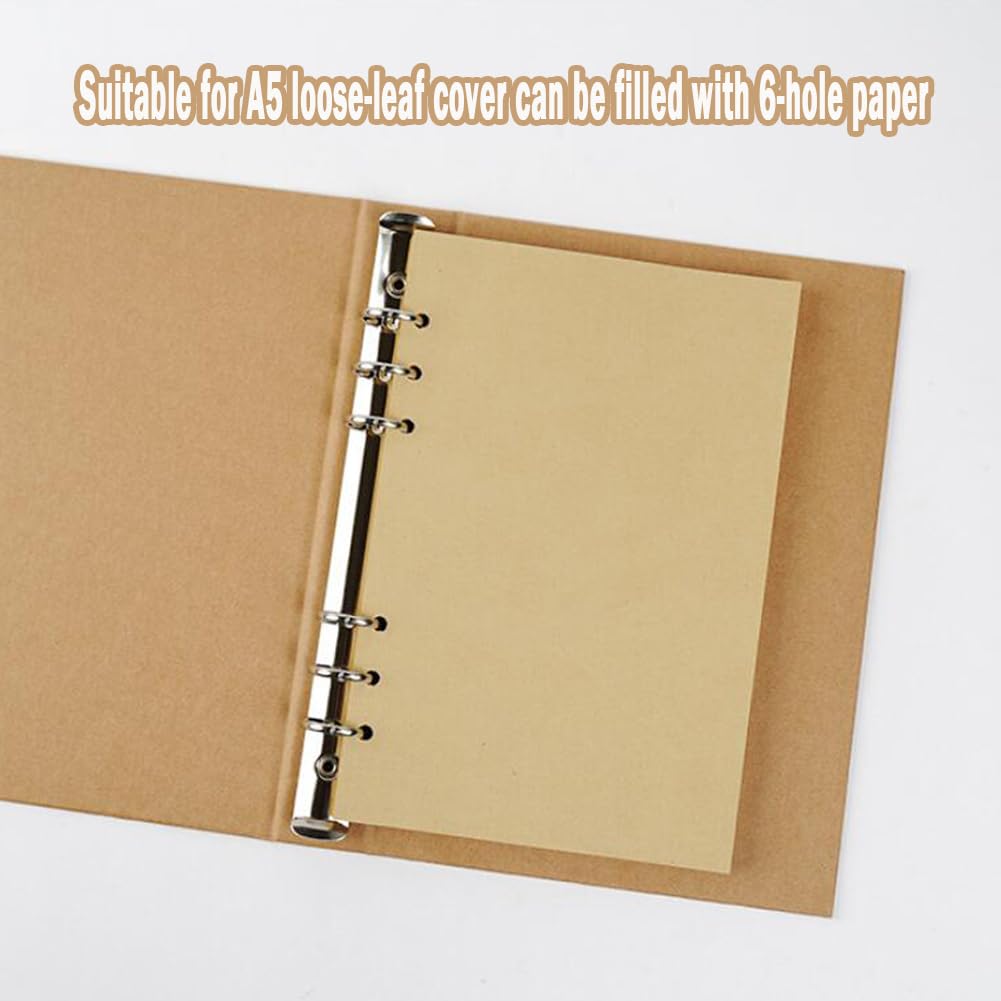 270 Feuille Papier de Recharges A5 Papier Kraft Vierge 6 Trous Feuillets Mobiles Refill Paper pour A5 Carnet Rechargeable Remplacer Pages Intérieures 540 Pages