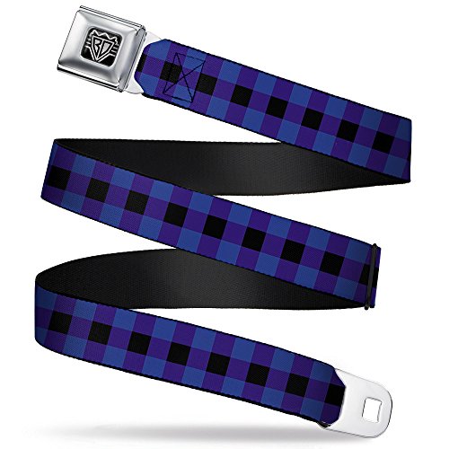 Cinturón de seguridad negro y azul de 3.8 cm ajustable Buckle-Down para pantalones
