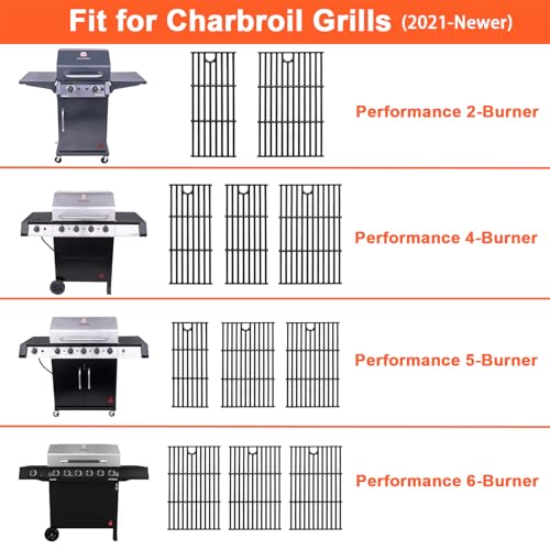 17\" Grill Grates for Charbroil Performance 4 Burner 463352521 463354021 463365522 463365021 463350521, Cooking Grids for Charbroil Grills, Replacement Parts for G426-0004-W1 G426-0005-W1, Cast Iron - Thumbnail 3