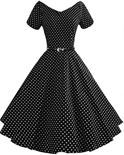 Amazon Co Jp ファンノシ Fanessyレトロワンピース レディーズ おしゃれな 心地よい ヴィンテージスタイル スイングドレス ワンピース 膝丈 半袖 50年代 フォーマル 結婚式パーティー 優雅な欧美復古風 ホワイト レッド 服 ファッション小物