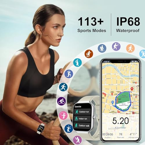 Image of Smart Watch 2026 NEW 1.91 inch Smartwatch for Men Women(Answer /Make Call),Fitness Watch with 110+ Sport Modes, Reloj Inteligente with Sleep Monitor /Heart Rate /Step /Calories /IP68,for Android iOS, Beige