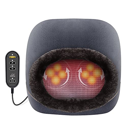 Snailax 2-in-1 Shiatsu Foot and Back Massager with Heat - Kneading Feet Massager Machine with Heating Pad, Back Massage Cushion or Foot Warmer,Massagers for Back,Leg,Foot Relief Grey