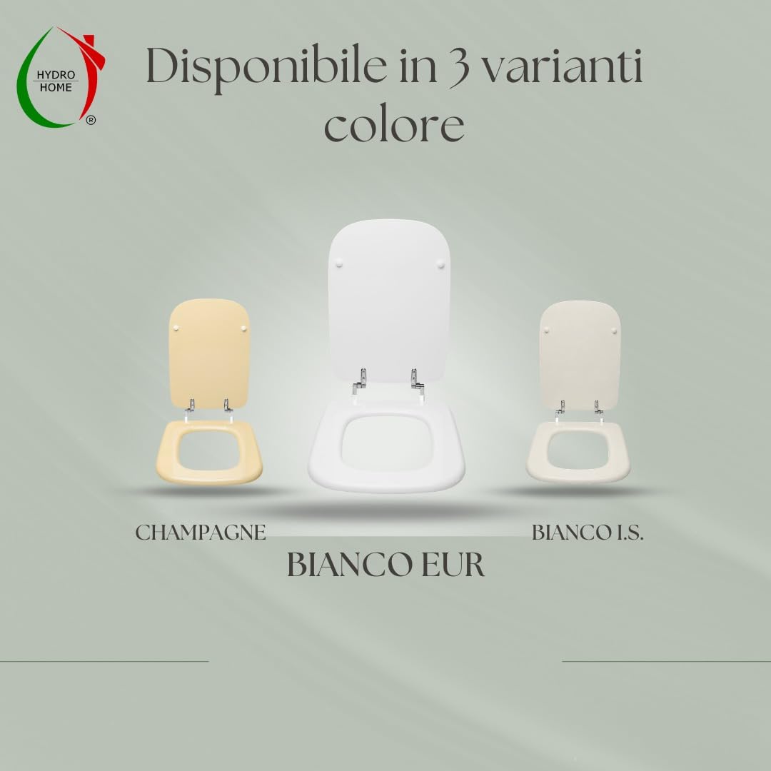 HYDRO HOME Copriwater Compatibile con Ideal standard CONCA, Tavoletta WC in legno verniciato, cerniere incluse, Sedile WC Resistente, Chiusura Classica, Montaggio rapido (BIANCO EUR)