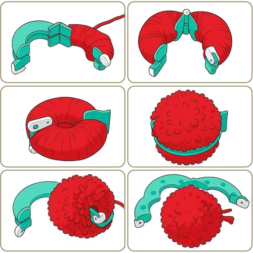 JDCMEI 21 Stück Pompom Maker Set, 4 Größen Bommel Maker, Fleece-Kugelherstellungs-Werkzeugset mit 12 Farben Pompomwolle und Schneideschere für DIY Handwerk, Kleidung, Mützen, Schmuck, Dekorationen