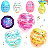 Easter Eggs Toys for Kids, 6 Pack Spinning Top Easter Eggs with Lighting & Music, Fun Easter Basket Fillers, Party Favor Gift for Boys & Girls Ages 3-6