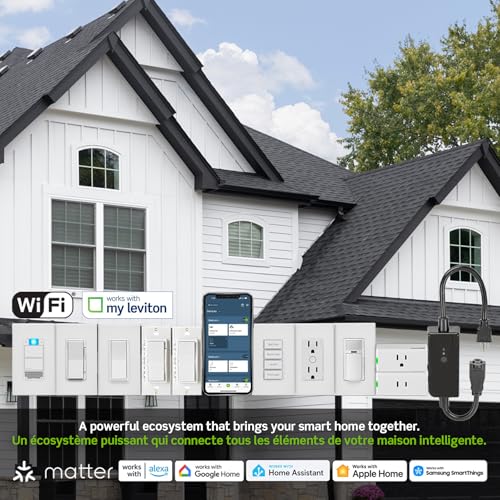 Image of Leviton Decora Smart Dimmer Switch, Wi-Fi, Works with Matter, My Leviton, Alexa, Google Assistant, Apple Home /Siri & Wired or Wire-Free 3-Way, Neutral Wire Required, D36HD-1RW, White