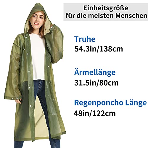 Opret 2 Stück Regenmantel Durchsichtiger Regenponcho für Damen Herren, Wiederverwendbar Wasserdicht Regencape Regenjacke, Eva Atmungsaktiv Regen Zubehör für Wandern Radfahren Camping Reisen