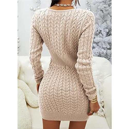 Robe pull côtelée ajustée anti-froid et élégante en maille - 3