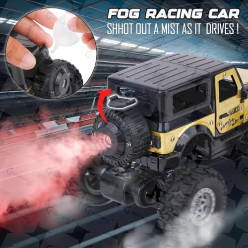 Image of GRAPHENE Remote Control Car for Kids Rechargeable Thar Smoke Car Rock Crawler Water Mist High Speed 4 * 4 Toy Car Monster Truck with 2Speed Lithium Battery 4WD RC Racing Car Gift for Kids, Multicolor