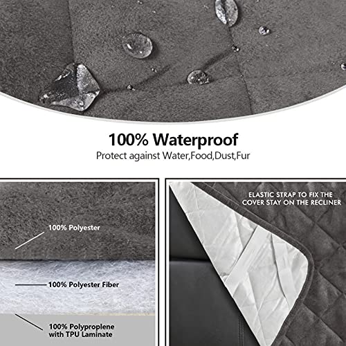 Stonecrest Recliner Chair Cover Waterproof - Microsuede Recliner Slipcover For Pets, Recliner Cover Stay In Place (Graphite, Recliner 23" Regular) #TOP3