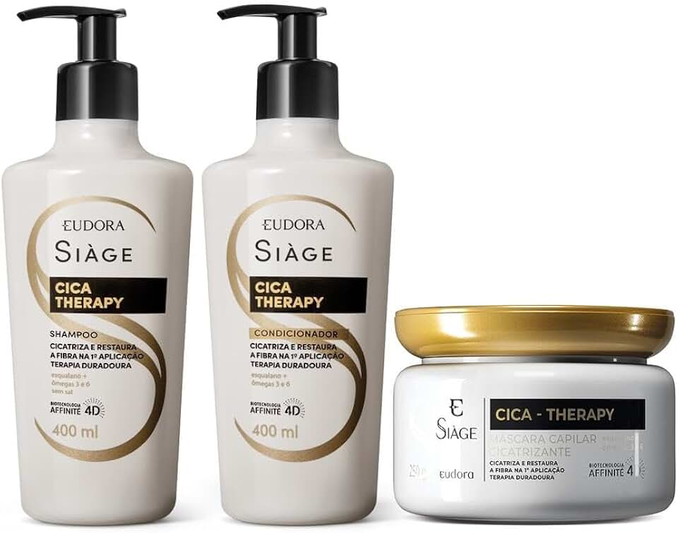 Eudora Kit Siàge Cica-Therapy: Shampoo 400ml + Condicionador 400ml + Máscara Capilar 250g