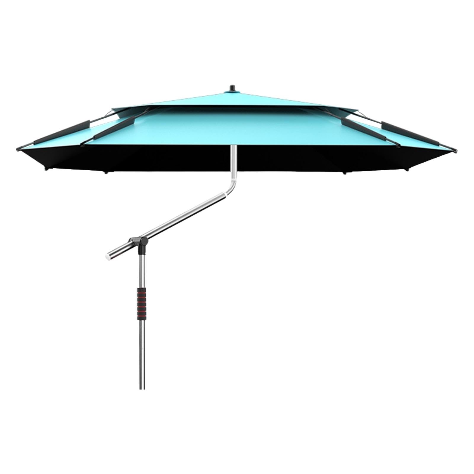 Fishing Umbrella with Stainless Steel Shaft Adjustable Square Umbrella with Side Flaps Waterproof Canopy with Support Pole for Anglers, Camping, Beach 2.2M Crutch Ss Sky Blue-image-26
