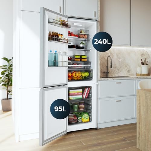 Cecotec Frigorífico Combi 335L No Frost Bolero CoolMarket Combi 335 Grey E. Altura 195,3cm y 59,5cm Ancho, Compresor Inverter Plus, Bajo Consumo, Estantes de Cristal, Cajón Control de Humedad, Gris - imagen 5