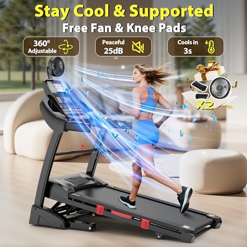 Image of Treadmill with Incline for Home, 3-in-1 Folding Treadmill with 400LBS Capacity, 7.5MPH or 10MPH, 16'' or 18'' Wide Belt, 64 Programs, APP Control, Shock Absorption, Brushless Fan & Knee Support