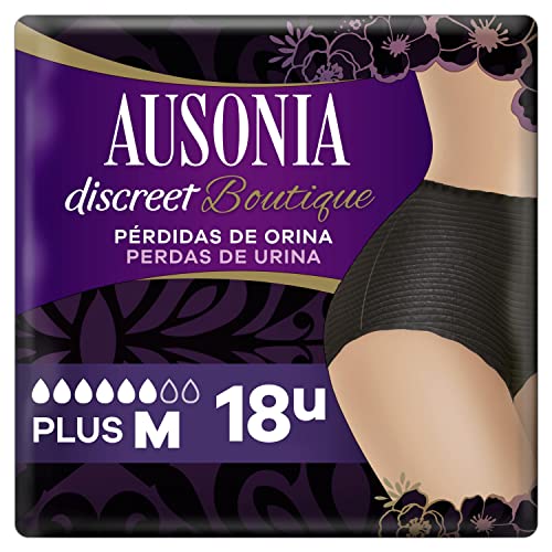 Ausonia Discreet Boutique Pants Compresas Incontinencia Mujer, 18 Unidades, Braguitas para Pérdidas de Orina - Talla M, Negro