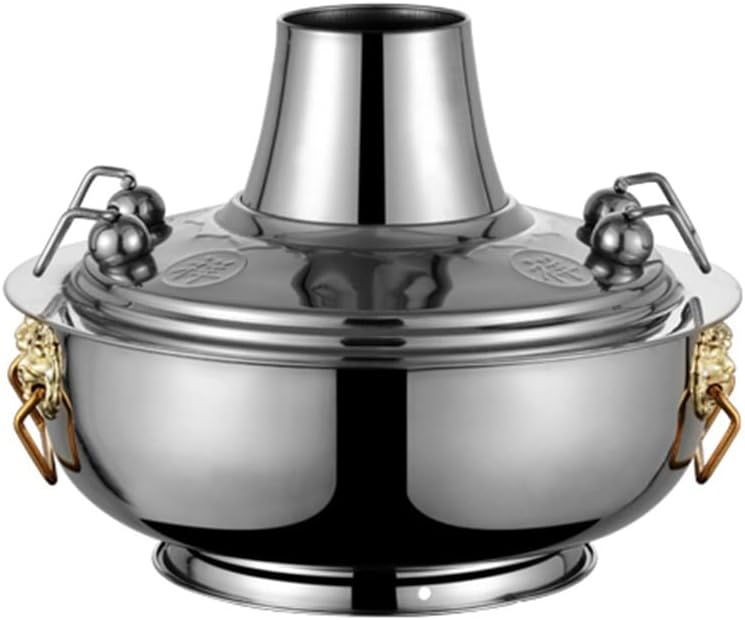 Chinese Hot Pot,Copper Hot Pot, Shabu Shabu Shabu All Copper Old Hot Pot Casserole Outdoor Hot Pot Shabu Shabu Shabu Lamb Scorpion Pot Suitable For Family Dinner And Outdoor Picnic(Gold,30cm)