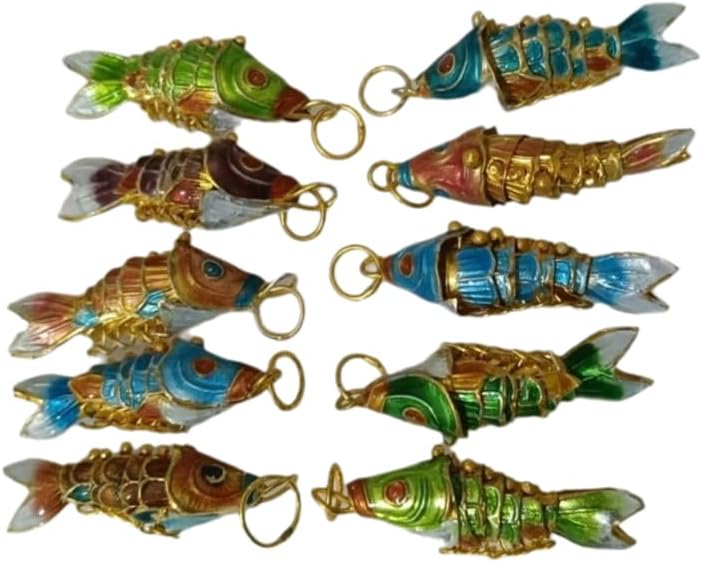 10pcs Cloisonne Enamel Lucky Koi Fish Charm Fancy Cute Carp Pendants for Jewelry Making DIY Necklace Bracelet Earrings Accessories