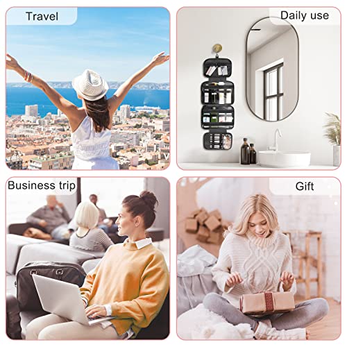 Maxuni Travel Hanging Toiletry Bag, Makeup Bag For Women, Portable Cosmetic Organizer For Brushes Set, Full Size Bottles, Toiletries, Accessories, Black #TOP7